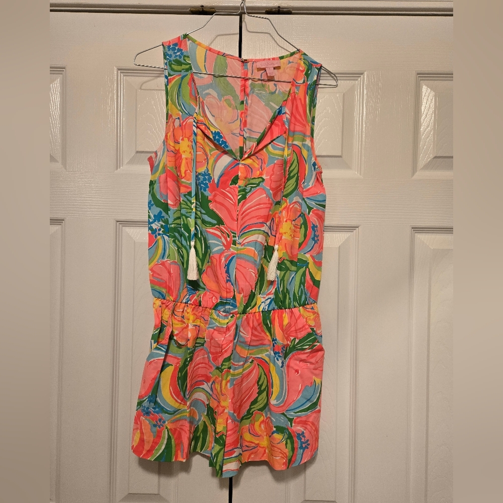 Bright Tropical Print Sleeveless Romper